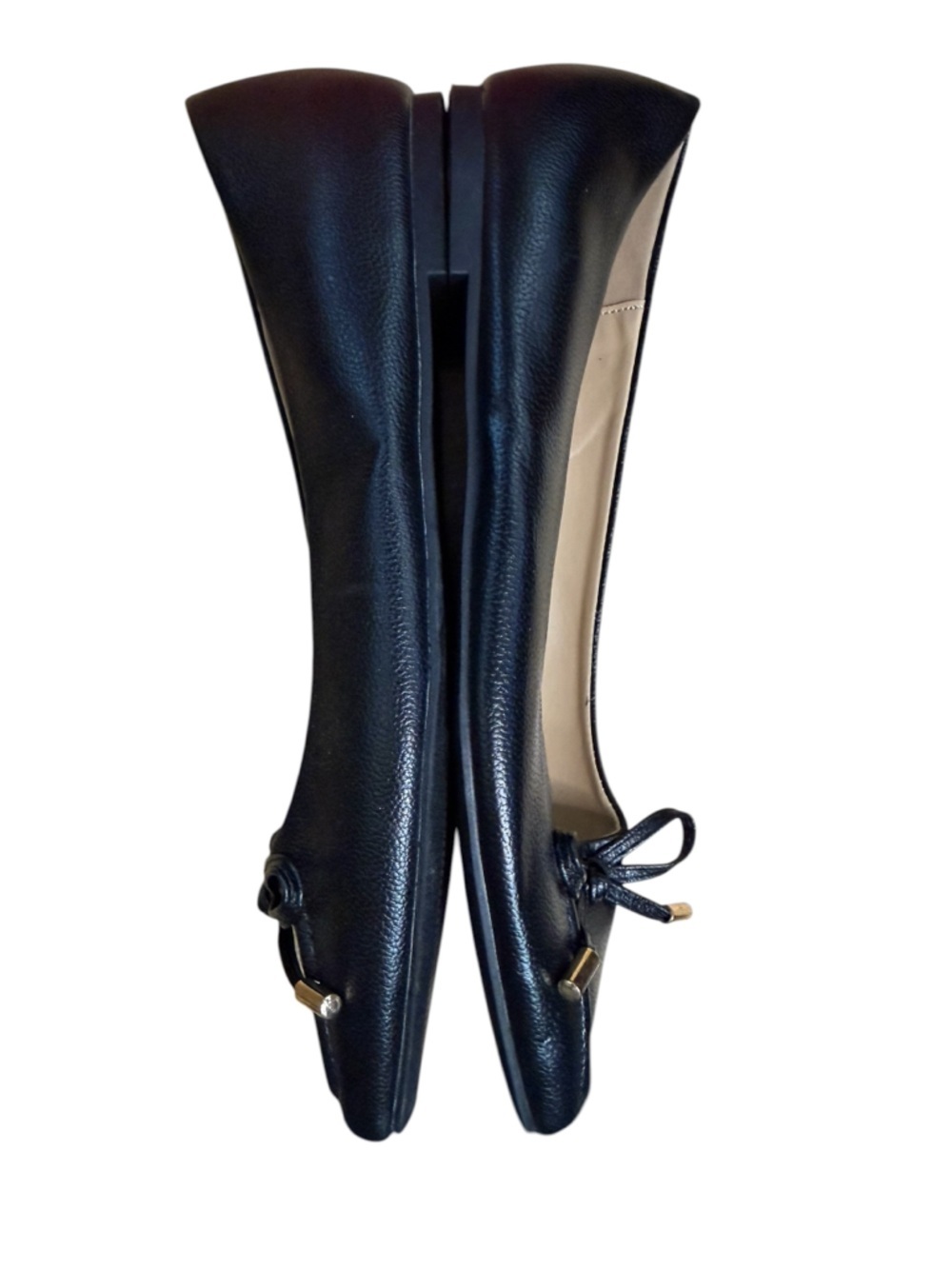 Women's Black Faux Leather Bow Accent Ballet Flats Size 7.5 - Picture 10 of 12